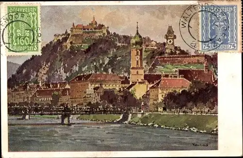 Künstler Ak Konrad, Graz Steiermark, Schlossberg