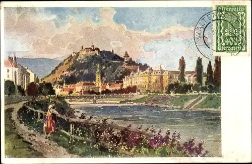 Künstler Ak Konrad, Graz Steiermark, Schlossberg
