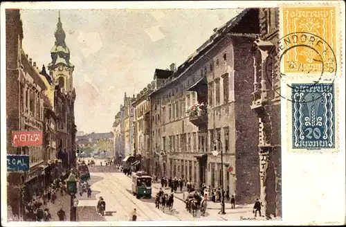 Künstler Ak Konrad, B., Graz Steiermark, Herrengasse