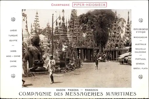 Ak Rangoon Myanmar Burma, Dagon Pagoda, Blick auf eine Pagode