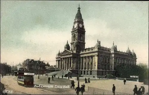 Ak Portsmouth Hampshire England, Town Hall