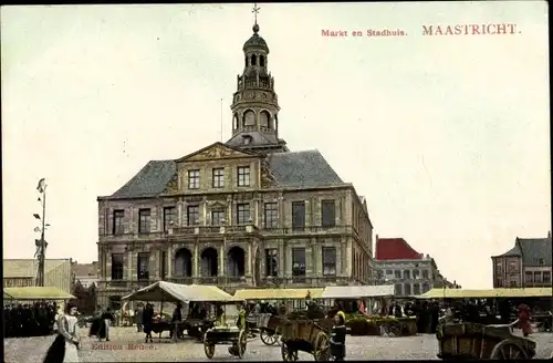 Ak Maastricht Limburg Niederlande, Markt en Stadhuis
