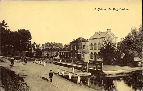 Ak Buysinghen Buizingen Flämisch Brabant, L'Ecluse, Schleuse