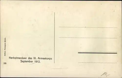 Ak Schweizer Armee, Herbstmanöver des III. Armeekorps, September 1912