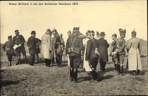 Ak Staatsbesuch Kaiser Wilhelm II. in der Schweiz 1912, Bei den Schweizer Manövern