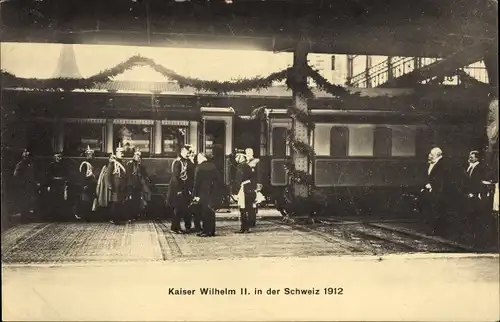 Ak Zürich Stadt Schweiz, Staatsbesuch Kaiser Wilhelm II. 1912, Empfang am Bahnhof