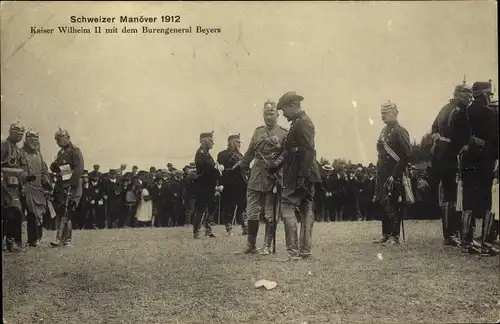 Ak Schweizer Manöver 1912, Kaiser Wilhelm II. mit dem Burengeneral Beyers