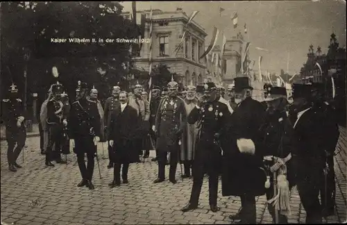 Ak Zürich, Kaiser Wilhelm II., Staatsbesuch 1912, Bundespräsident Forrer, Bundesrat Hoffmann, Motta