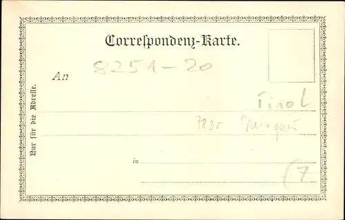 Jugendstil Ak Landeck in Tirol, Blick auf den Ort und eine Burgruine, Berge