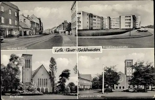 Ak Buer in Westfalen Gelsenkirchen Ruhrgebiet, Horster Straße, Braukämperstraße, Liebfrauenkirche
