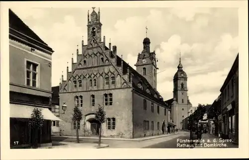 Ak Fürstenwalde an der Spree, Rathaus und Domkirche