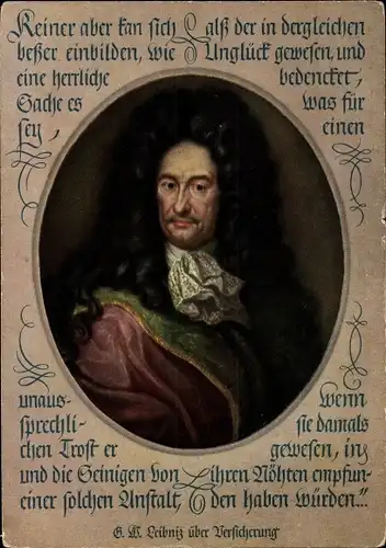 Künstler Ak Gottfried Wilhelm Leibniz, Portrait, Reklame, Allianz Lebensversicherung AG