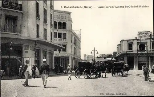Ak Casablanca Marokko, Carrefour de l'Avenue du General-Moinier