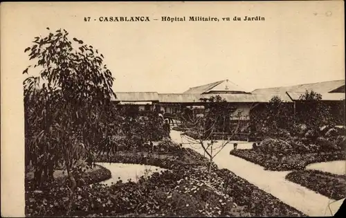 Ak Casablanca Marokko, Hopital Militaire, vu du Jardin