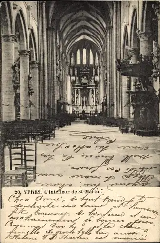 Ak Ypres Ypern Westflandern, Inneres von St. Martin
