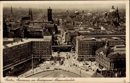 Ak Berlin, Panorama, im Vordergrund der Alexanderplatz, Rathaus, Dom