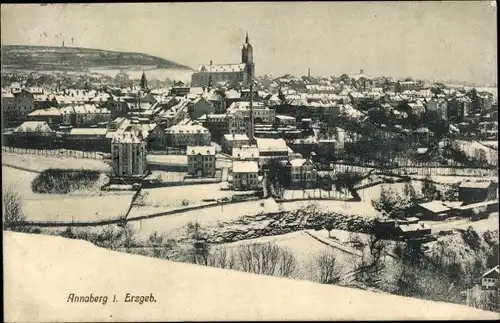 Ak Annaberg Buchholz im Erzgebirge, Ortsansicht, Winter, Schnee