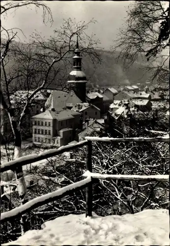 Ak Bad Schandau Sächsische Schweiz, Blick auf den Ort, Schnee