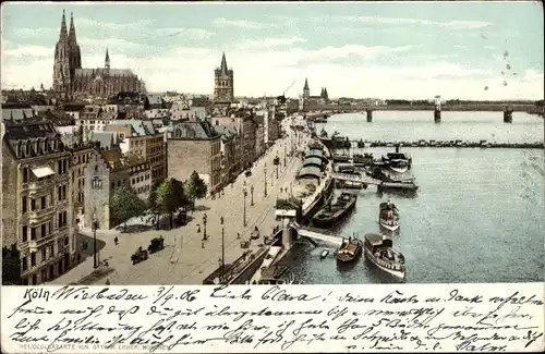 Ak Köln am Rhein, Teilansicht, Dom, Brücke