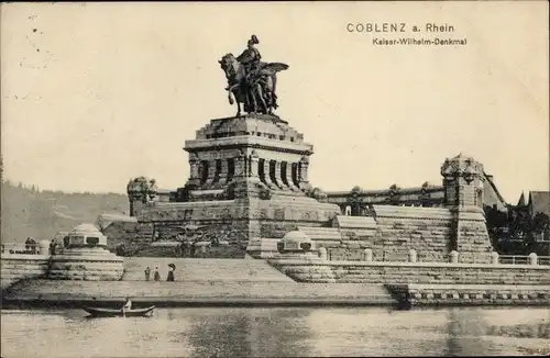 Ak Koblenz am Rhein, Kaiser Wilhelm Denkmal, Deutsches Eck