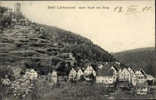 Ak Bad Liebenzell im Schwarzwald, Obere Stadt mit Burg