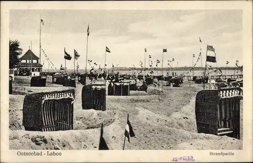 Ak Ostseebad Laboe, Strandpartie, Strandkörbe