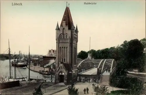 Ak Lübeck in Schleswig Holstein, Hubbrücke