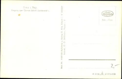 Ak Greiz im Vogtland, Eingang zum oberen Schloss