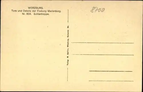 Ak Würzburg am Main Unterfranken, Festung Marienberg, Tor, Echtertreppe