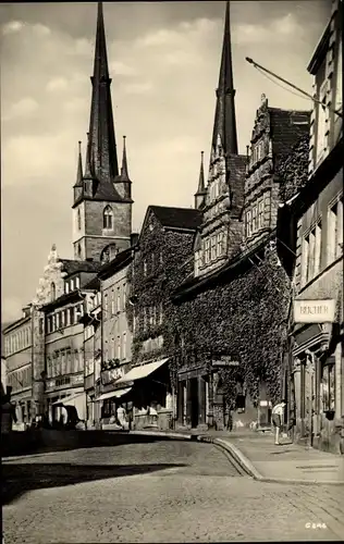 Ak Saalfeld an der Saale Thüringen, Saalstraße mit Stadtapotheke