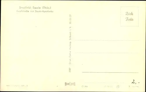 Ak Saalfeld an der Saale Thüringen, Saalstraße mit Stadtapotheke
