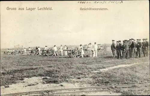 Ak Lagerlechfeld Graben Schwaben, Truppenübungsplatz Lager Lechfeld, Geschützexerzieren