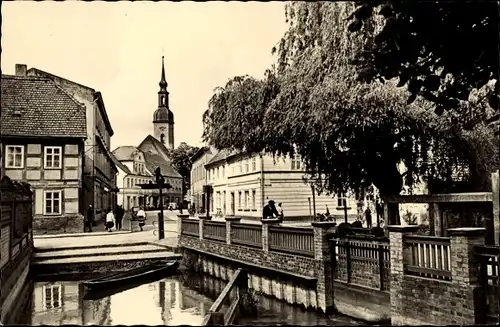 Ak Lübbenau im Spreewald, Wasserpartie am Mühleneck