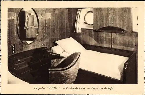 Ak Paquebot Cuba, CGT French Line, Cabine de Luxe, Camarote