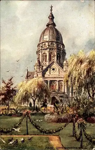 Künstler Ak Charles F. Flower, Mainz, Blick auf die Christuskirche, Tuck 187 B