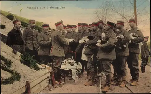 Ak Ausgaben von Liebesgaben, Deutsche Soldaten, Soldatenleben, I. WK