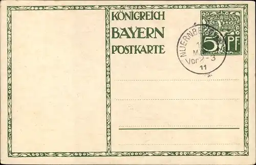 Ganzsachen Künstler Ak Diez, M., Prinzregent Luitpold von Bayern 1911, 5 Pfennig