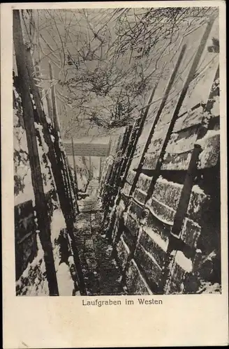 Ak Partie im Schützengraben, Laufgraben im Westen, Kaiserzeit