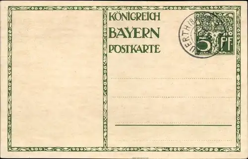 Ganzsachen Künstler Ak Luitpold von Bayern, Prinzregent, Engel, Rosen, 5 Pfennig