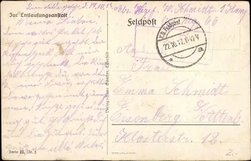 Ak Zur Entlausungsanstalt, Soldat, Winter, I. WK