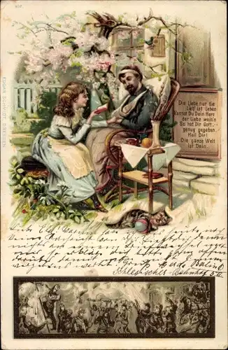 Litho Die Liebe nur ist Leben, Frau versorgt verwundeten Mann