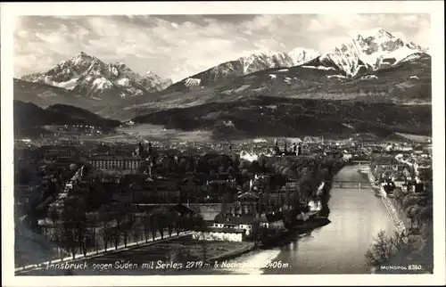 Ak Innsbruck in Tirol, Panorama gegen Süden, Serles, Nockspitze