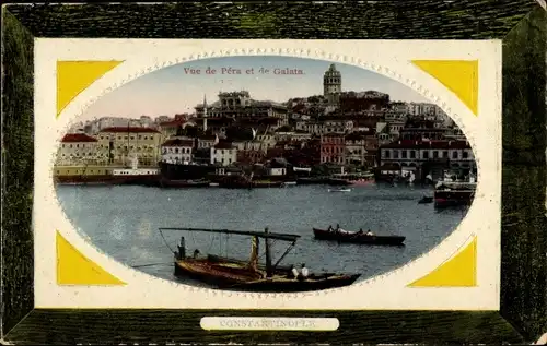 Präge Passepartout Ak Konstantinopel Istanbul Türkei, Vue de Pera et de Galata