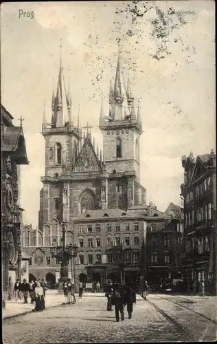 Ak Praha Prag Tschechien, Straßenpartie, Kirche