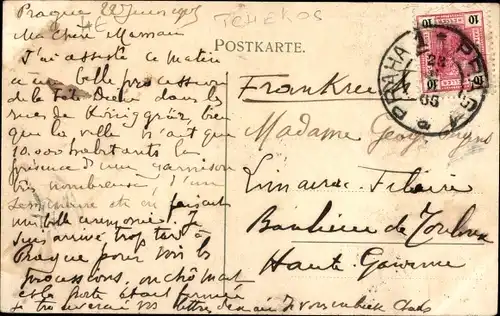 Ak Praha Prag Tschechien, Straßenpartie, Kirche