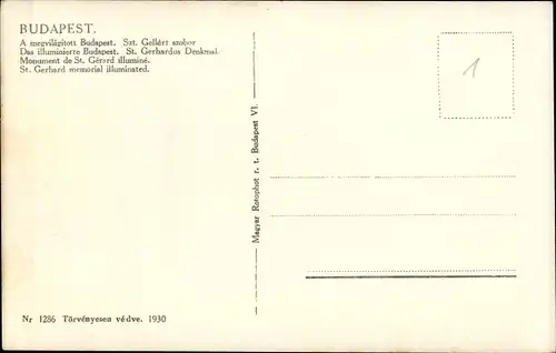 Ak Budapest Ungarn, St. Gerhardus Denkmal, Nachbeleuchtung