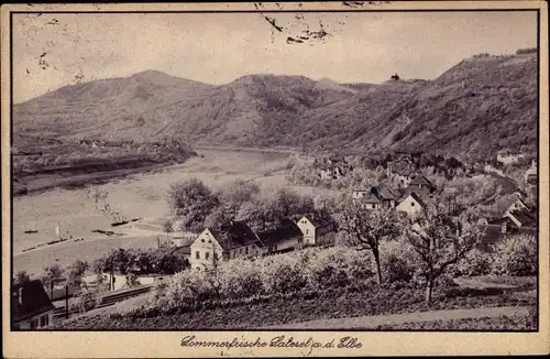 Ak Dolní Zálezly Salesel Region Aussig, Ort mit Umgebung