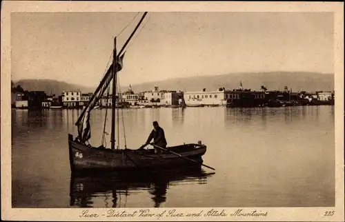 Ak Suez Ägypten, Distant View of Suez and Attaka Mountains