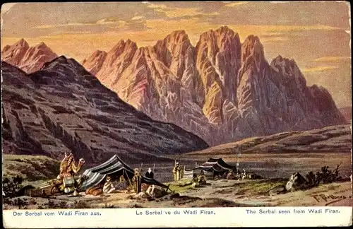 Künstler Ak Perlberg, F., Ägypten, The Serbal seen from Wadi Firan, Gebirge