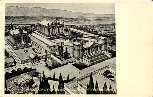 Ak Baalbek Libanon,  Jupiter und Bacchus Tempel, rekonstruiert von Prof. Dr. Bruno Schulz